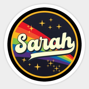 Sarah // Rainbow In Space Vintage Style Sticker